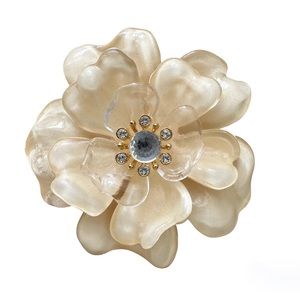St.John Camellia Brooch With Swarovski Crystals - Vintage